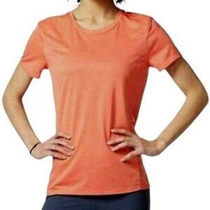 Adidas Women's Orange Climalite Nova Short Sleeve Reflective Stripes Top Size M